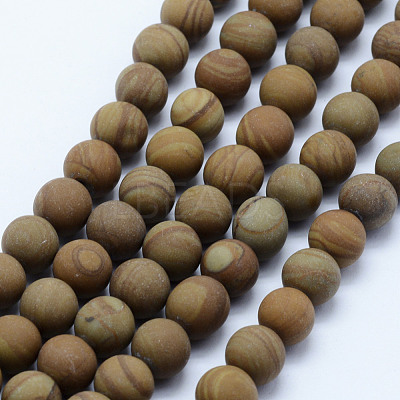 Natural Wood Lace Stone Wooden Jasper Beads Strands G-F518-21-6mm-1