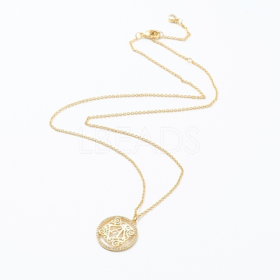 Brass Micro Pave Clear Cubic Zirconia Pendant Necklaces NJEW-J059-01A-1