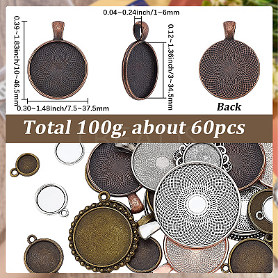 1Bag Alloy Pendant Cabochon Settings FIND-SC0023-79A-01-1