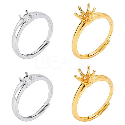 8Pcs 2 Colors Adjustable Brass Ring Components KK-WR0001-85-1