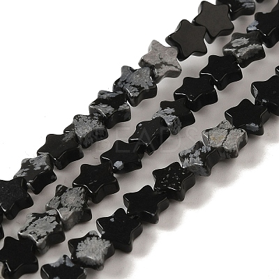 Natural Snowflake Obsidian Beads Strands G-G085-B37-02-1