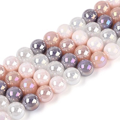 Electroplate Glass Beads Strands EGLA-N019-10mm-01-1