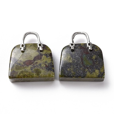 Natural Dragon Blood Jasper Brass Pendants KK-E274-01P-06-1