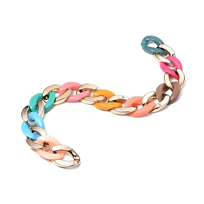 Handmade Opaque Acrylic & CCB Curb Chains AJEW-JB00685-1