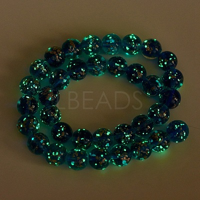Handmade Gold Sand Lampwork Beads Strands LAMP-P051-L07-12mm-1