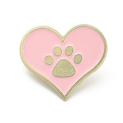 Heart with Paw Print Enamel Pins JEWB-I048-01G-1