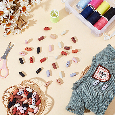 64Pcs 8 Colors Plastic Buttons BUTT-FG0001-36-1