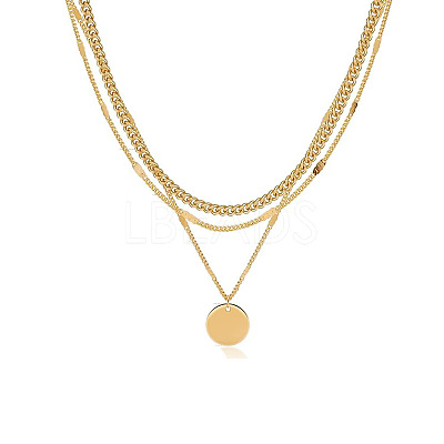 3Pcs Brass Disc Pendant 3 Layer Necklaces for Women FS-WG7502D-04-1