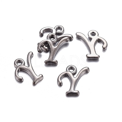 Gunmetal Plated Alloy Letter Pendants LS-PALLOY-J718-01B-Y-1