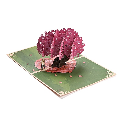 Rectangle 3D Pop Up Paper Greeting Card AJEW-F064-01B-1