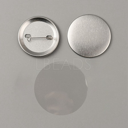 Flat Round Iron Badge Button Parts DIY-WH0297-15D-1