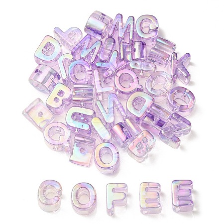UV Plating Rainbow Iridescent Acrylic Beads OACR-C012-02G-1-1