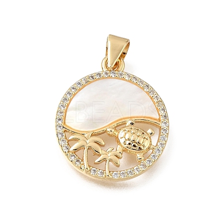 Brass Micro Pave Clear Cubic Zirconia Pendants CU-CBAF50C-11G-1
