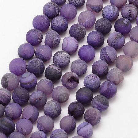 Natural Druzy Geode Agate Bead Strands G-K166-09-8mm-07-1