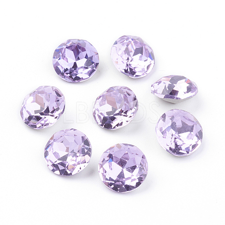 Pointed Back & Back Plated Glass Rhinestone Cabochons RGLA-J012-8mm-371-1