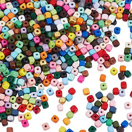 Spray Painted Wooden Beads WOOD-PA0001-53C-1