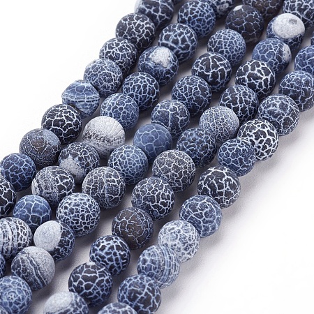 Natural Crackle Agate Beads Strands G-G055-6mm-10-1