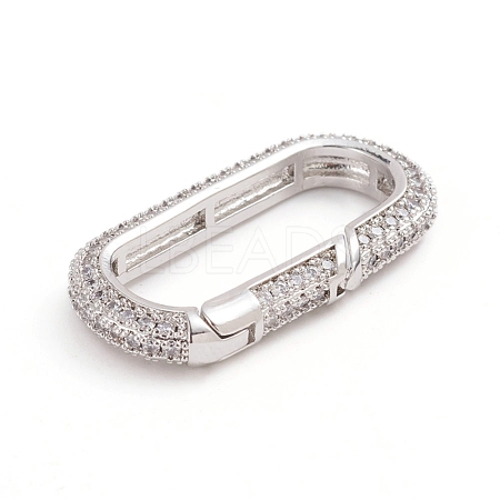 Brass Micro Pave Clear Cubic Zirconia Spring Gate Rings ZIRC-E164-06P-1