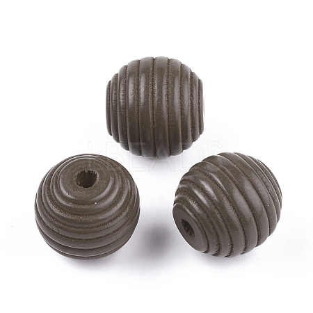 Painted Natural Wood Beehive Beads WOOD-S049-04B-01-1