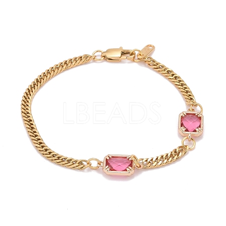 Rectangle with Glass Link Bracelets BJEW-JB06275-05-1