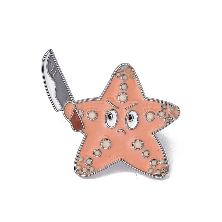 Sea Animal with Knife Shape Enamel Pin JEWB-A005-08-04-1