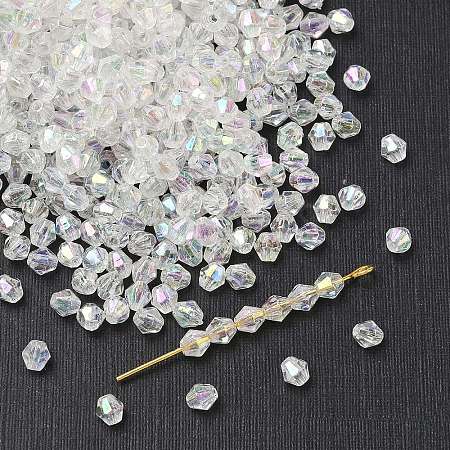 Bicone AB Color Plated Eco-Friendly Transparent Acrylic Beads X-TACR-A003-4mm-22-1