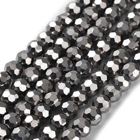 Faceted(32 Facets) Electroplate Glass Bead Strands X-EGLA-R042-6mm-06-1