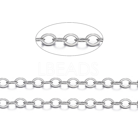 Brass Flat Oval Cable Chains CHC025Y-N-1