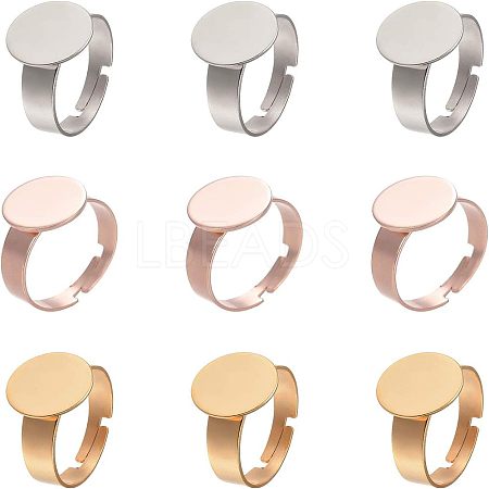 Unicraftale Adjustable 304 Stainless Steel Finger Rings Components STAS-UN0004-22-1