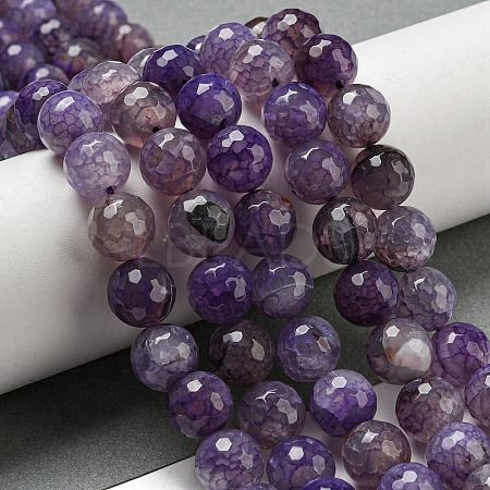 Faceted Natural Dragon Veins Agate Beads Strands X-G-F447-12mm-L04-1