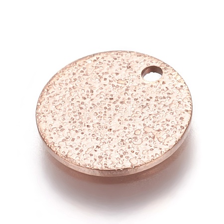 Ion Plating(IP) 304 Stainless Steel Textured Pendants STAS-I098-01-10mm-RG-1