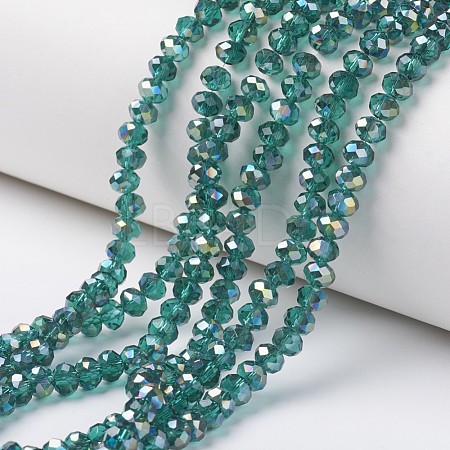 Electroplate Transparent Glass Beads Strands X-EGLA-A034-T8mm-S13-1