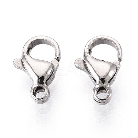 304 Stainless Steel Lobster Claw Clasps STAS-T065-10mm-34P-1