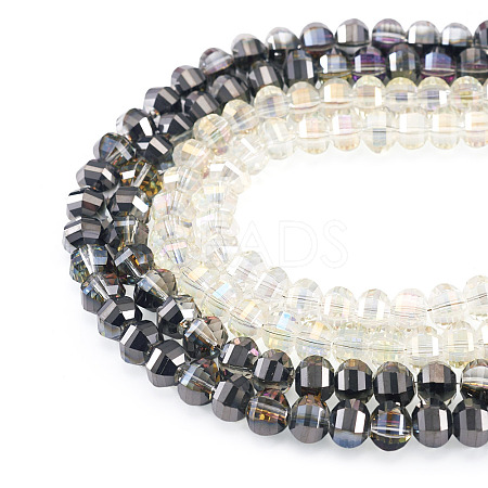 2 Strands 2 Styles Electroplate Transparent Glass Beads Strands EGLA-TA0013-68-1