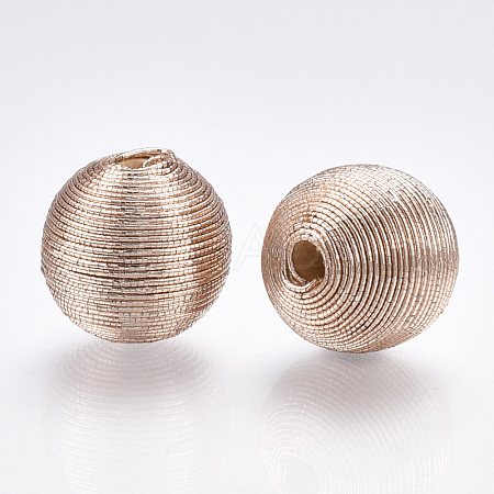 Wood Beads Covered with Polyester Cord Wire X-WOVE-S117-14mm-05-1
