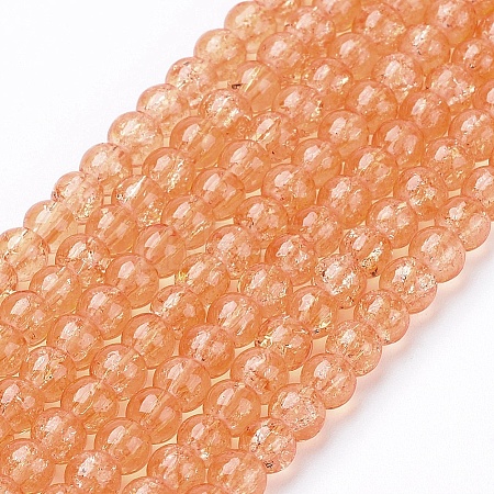 1 Strand Transparent Crackle Glass Round Beads Strands X-CCG-Q001-4mm-05-1