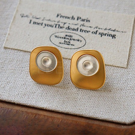 Rhombus Brass Stud Earrings for Women WG23C46-03-1