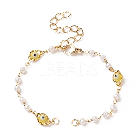 Handmade Lanpwork Evil Eye Link Bracelet Making AJEW-JB01150-13-1