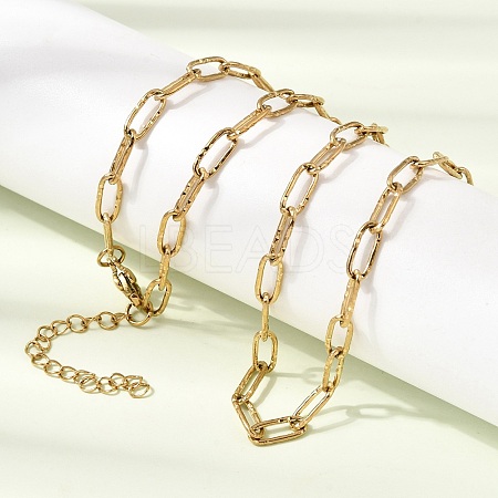 4MM 304 Stainless Steel Textured Paperclip Chain Necklaces for Man and Women SA-CBAB767-12G-1