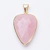 Faceted Natural Rose Quartz Pendants G-F340-02B-1