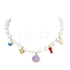 Ocean Brass Pave Cubic Zirconia and Enamel Sea Animals Pendant Necklaces KK-CBA4547-03B-G-4