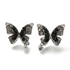 Brass Micro Pave Clear Cubic Zirconia & Quartz Stud Earring Findings KK-K388-16P-1