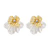 Alloy Micro Pave Cubic Zirconia Flower Stud Earrings for Women WG3B3D7-01-4