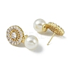 Rack Plating Brass With ABS Imitation Pearl Beads EJEW-U006-05G-2