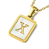 Ion Plating(IP) Rectangle with Initial Letter 304 Stainless Steel Pendant Necklace NJEW-R265-04G-X-1