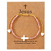 European American Natural Rose Quartz Beaded Braided Bracelets VZ2609-7-1