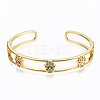 Brass Micro Pave Clear Cubic Zirconia Cuff Bangles BJEW-T018-15G-NF-1