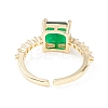 Green Cubic Zirconia Square Cuff Ring KK-D067-33G-RS-3