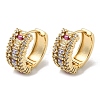 Brass with Colorful Cubic Zirconia Hoop Earrings EJEW-B035-39KCG-1