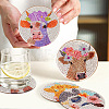 DIY Cattle & Flower Pattern Coaster Diamond Painting Kits DIY-TAC0016-53-10